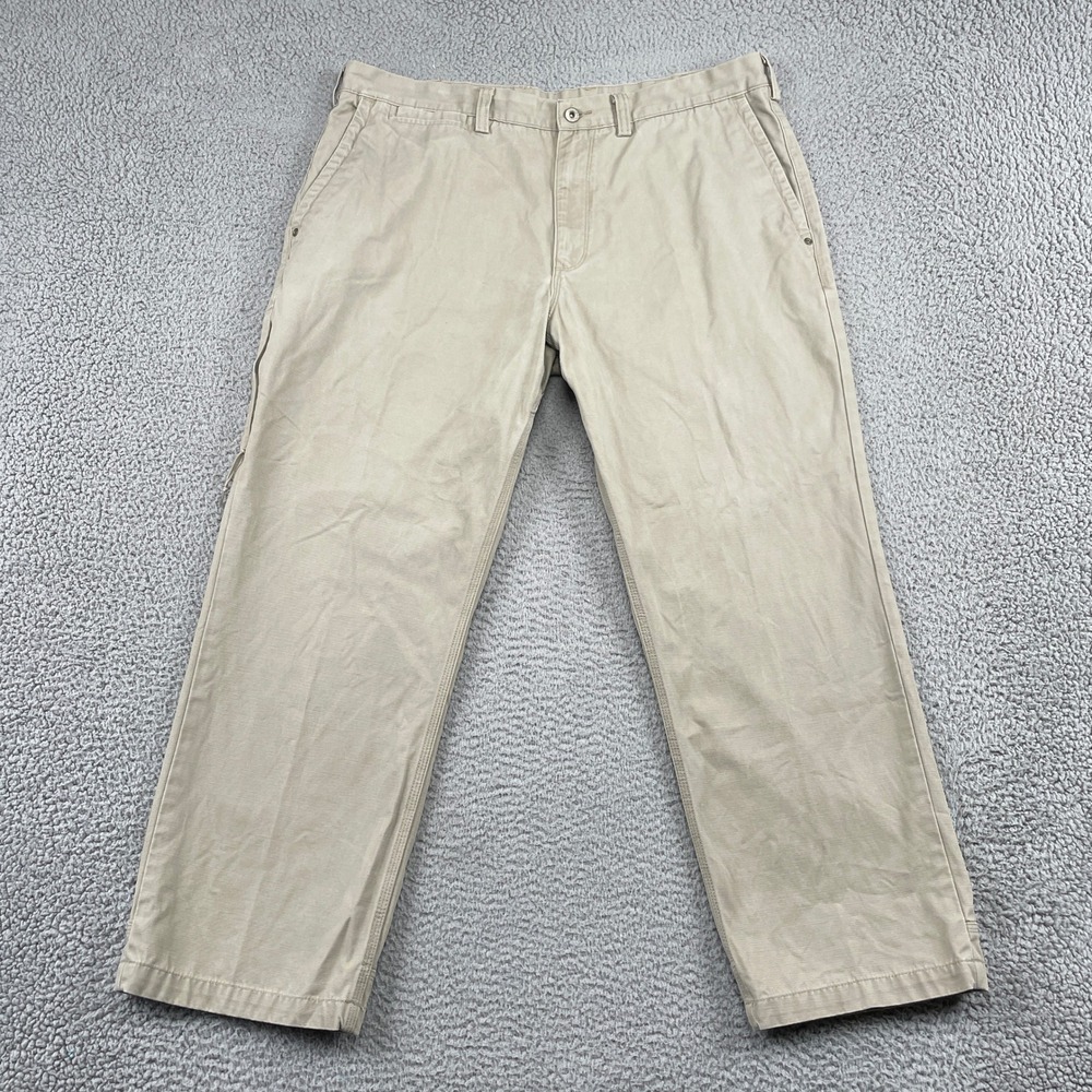 Duluth Trading Co Pants Mens 42x30 Tan Chino Straight Leg Cotton Casual Workwear